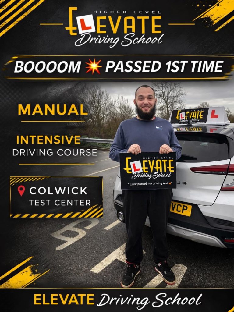 Intensive driving courses in Nottingham- Manual intensive course at Colwick Test Center with Elevate Driving School
