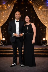 Julian v McDonald receiving the Black Achievers Award in Nottingham
