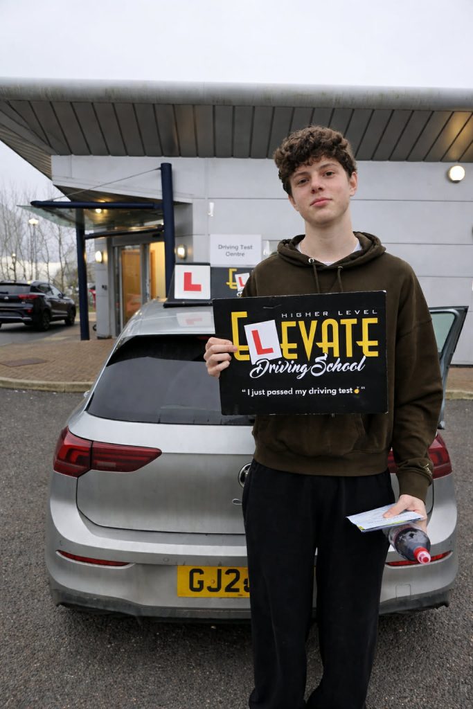 Successful pupil with Elevte Driving School after passing his driving test at Colwick Driving Test Center serving Gedling and NG4