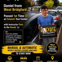 Elevate Driving School pupil Daniel from West Bridgford passing first time at Colwick Test Centre with a fully qualified driving instructor in Nottingham