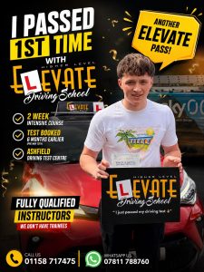 Manual intensive driving course pass at Ashfield Driving Test Centre with Elevate Driving School.