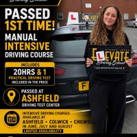 Elevate Driving School pupil passing first time on an intensive driving course at Ashfield Driving Test Centre with a fully qualified instructor