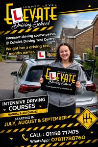 Intensive driving courses in Nottingham with driving tests at Colwick Driving Test Centre, Ashfield Driving Test Center and Chilwell Driving Test Center.