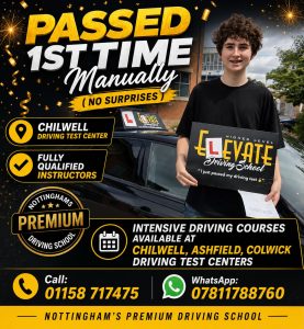 Nuthall driving instructors providing manual and automatic driving lessons in Nottingham