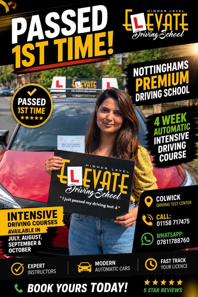 Automatic driving lessons in Mapperley Nottingham with Elevate Driving School